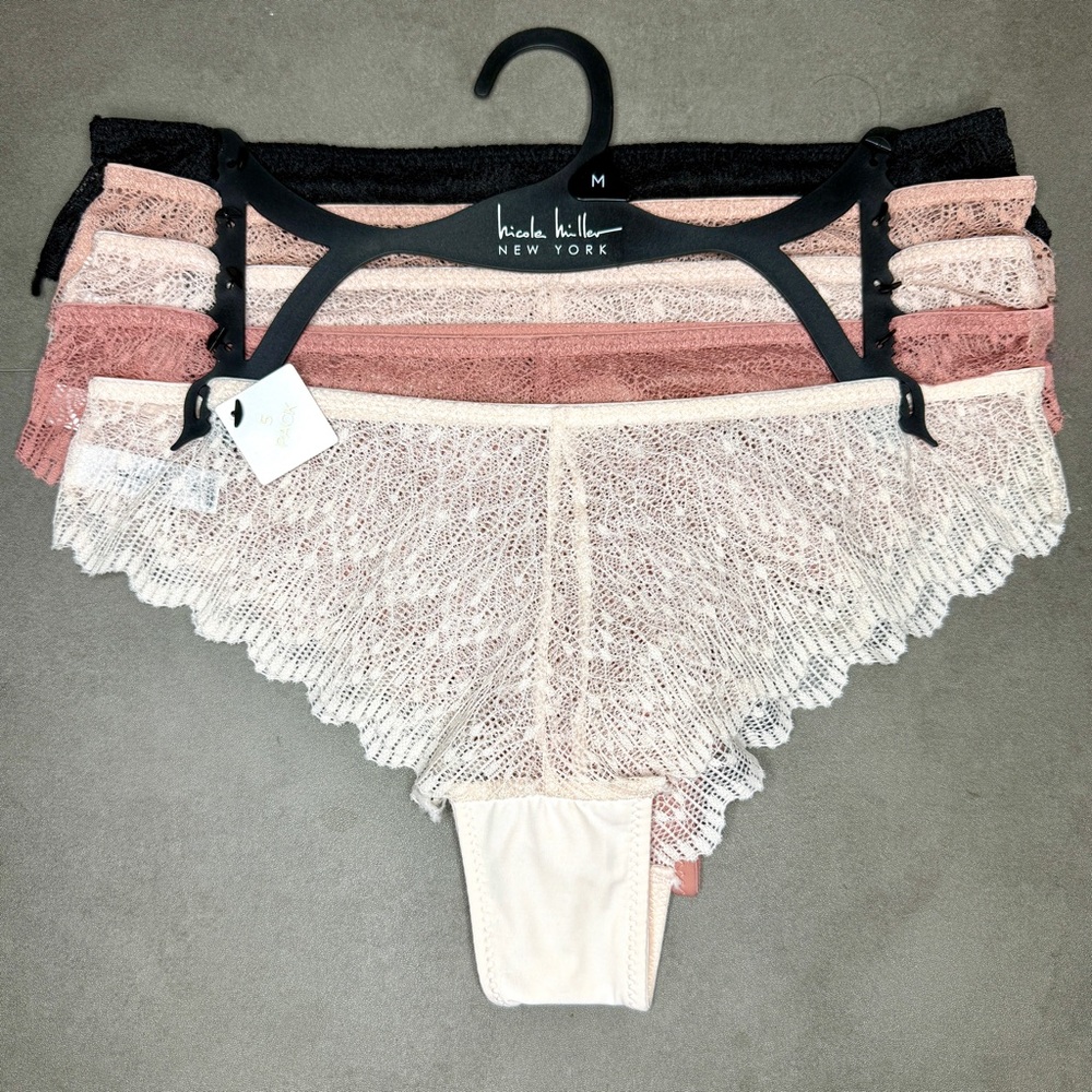Nicole Miller Women's‎ Lace Panties Set - Black, Pink, Cream